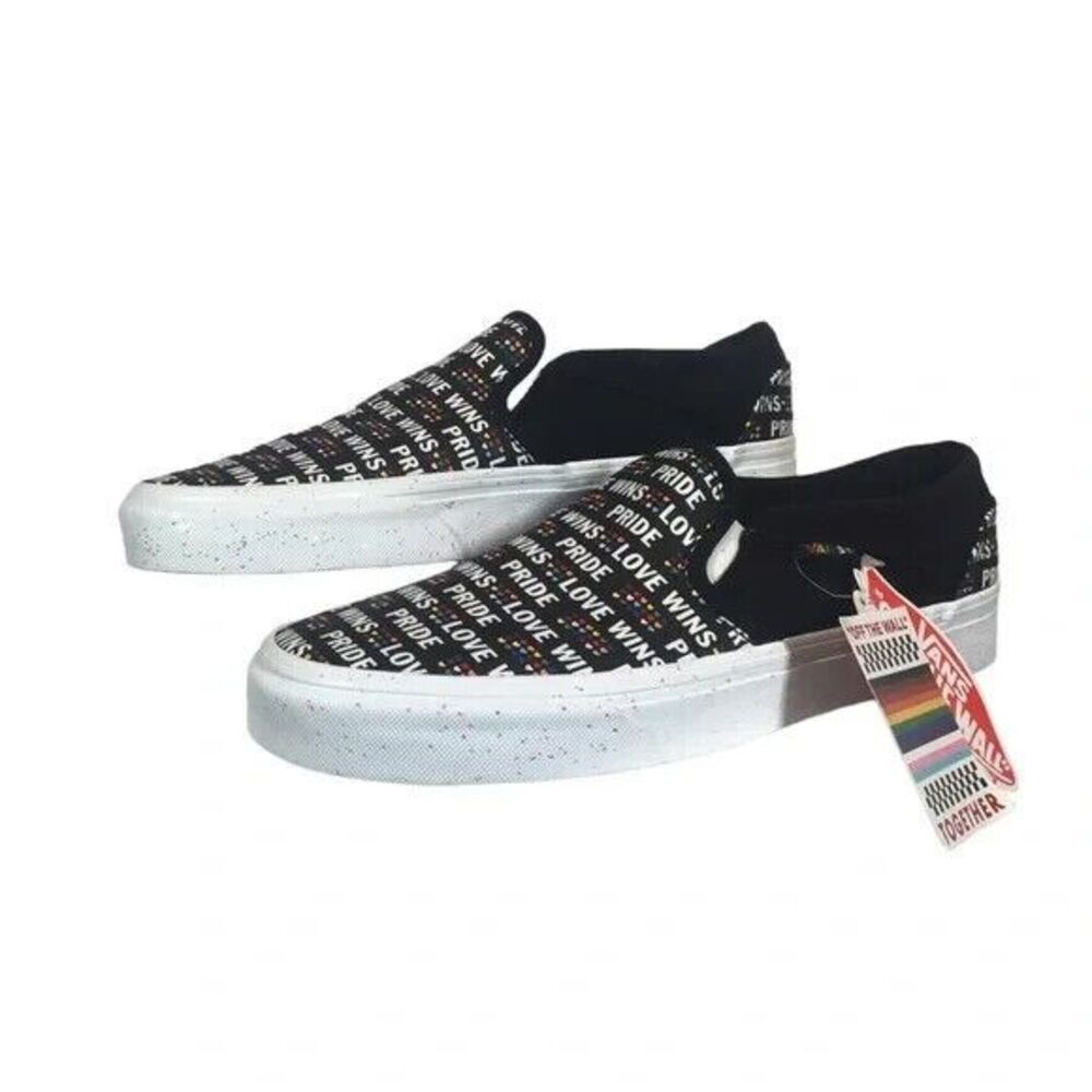 Vans Pride Womans Size 8 Love Wins Asher Slip On Black Glitter Rainbow S… - Picture 2 of 15